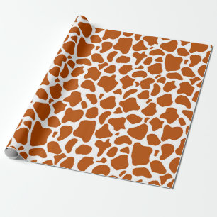 Giraffe Orange Print Gift Wrapping Paper