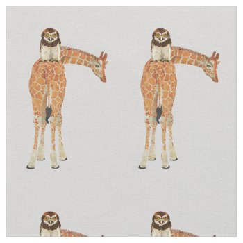 Giraffe & Owl Fabric by Greyszoo at Zazzle
