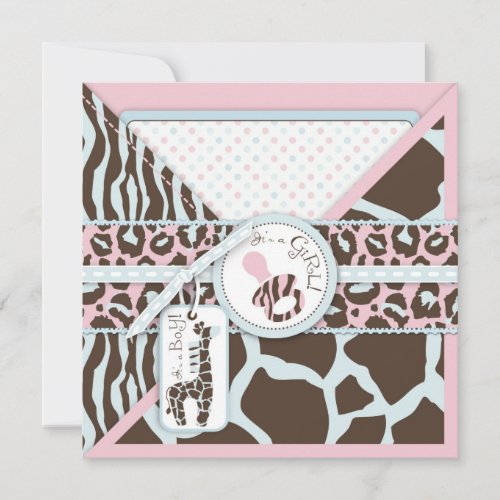 Giraffe &amp; Pacifier Safari Animal Print Baby Shower Custom Invites
