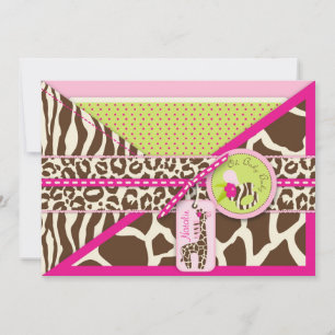 Giraffe & Pacifier Safari Animal Print Baby Shower Invitation