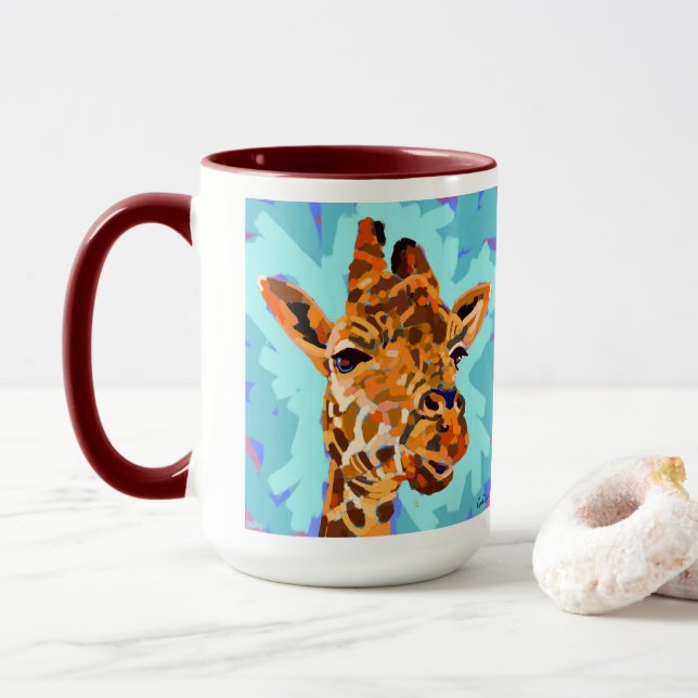 Giraffe Painting - Gift for Animal Lovers Mug (With Donut)