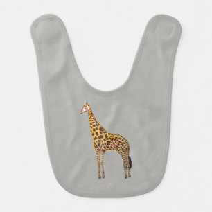 Giraffe Painting Gray Baby Bib