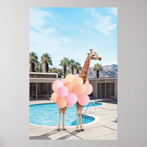 Giraffe Palm Springs Art Print Giraffe with Poster