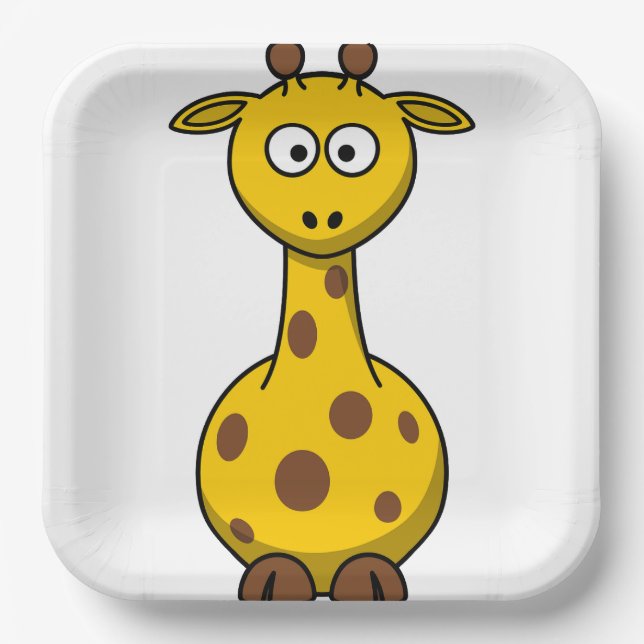 giraffe Paper Plates, 9" Square Paper Plate (Front)