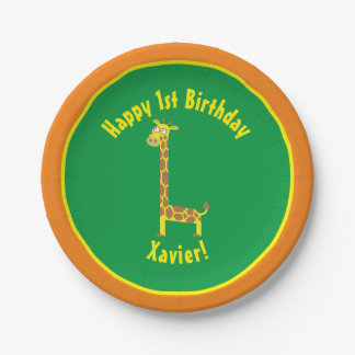 Giraffe Paper Plates Animal Birthday Party