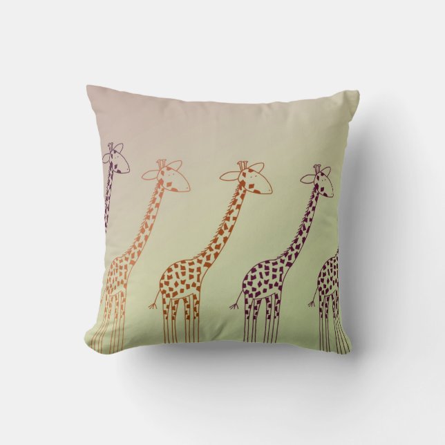 Giraffe Parade Throw Pillow (Front)