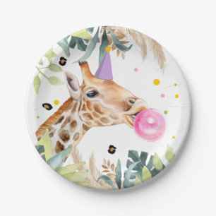 Giraffe Party Animals Birthday Zoo Girl Safari Paper Plates