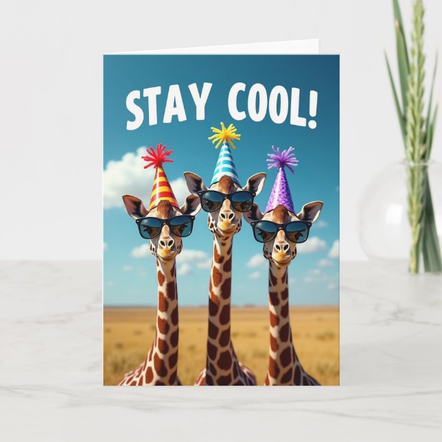 Giraffe Party Hat Birthday Card (Front)
