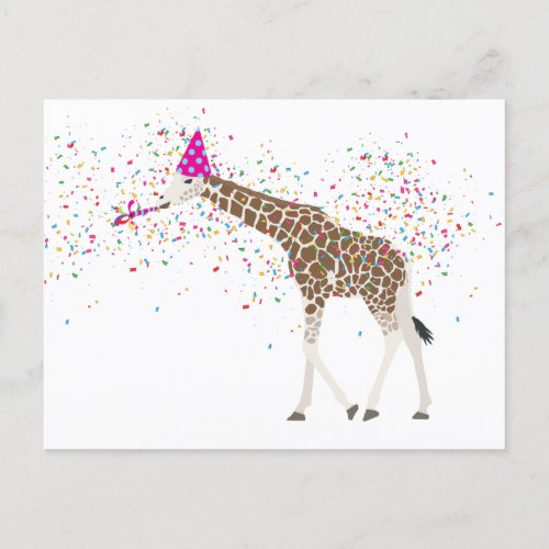 Giraffe Partying Safari Animals Having a Party Holiday Postcard