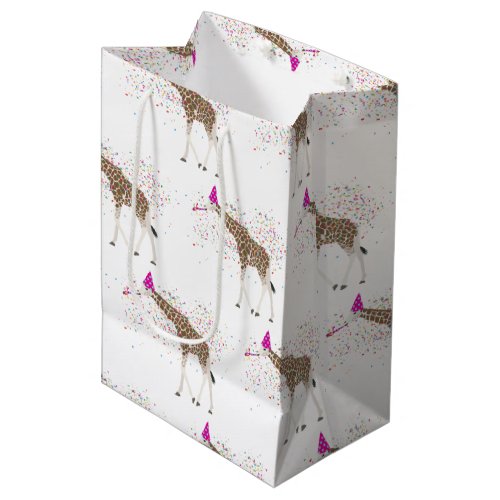 Giraffe Partying Safari Animals Having a Party Medium Gift Bag