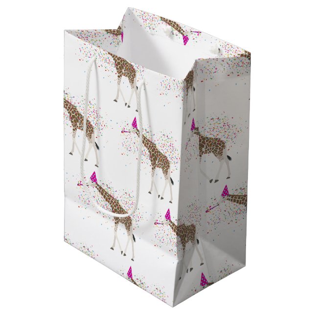 Giraffe Partying Safari Animals Having a Party Medium Gift Bag (Front Angled)