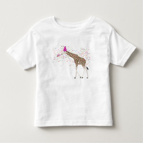 Giraffe Partying Safari Animals Having a Party Toddler T_shirt