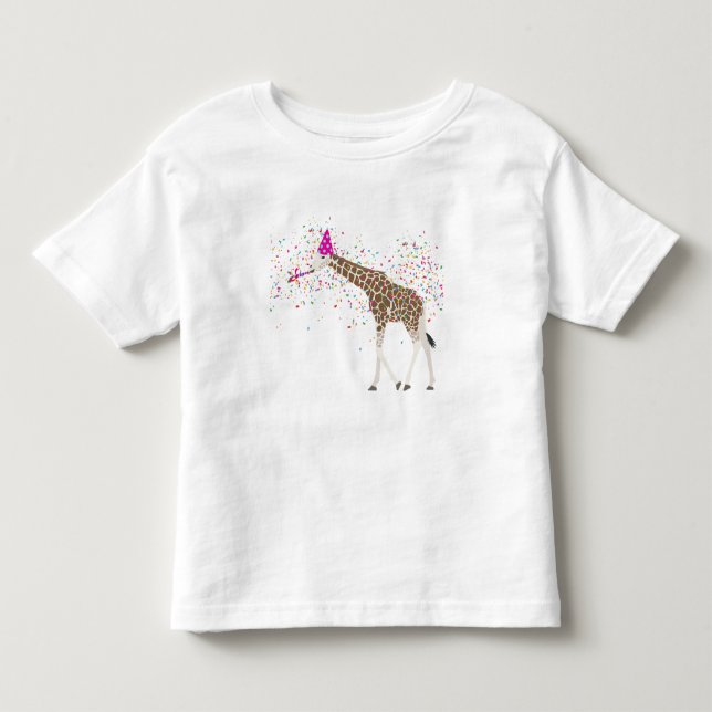 Giraffe Partying Safari Animals Having a Party Toddler T-shirt (Front)