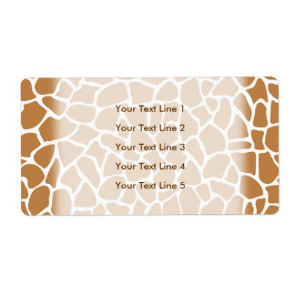 Giraffe Pattern Brown Animal Print Design. Label
