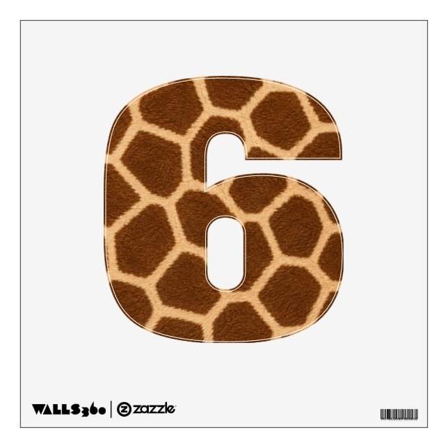 Giraffe Pattern Decimal Number Wall Decor Decal (Front)