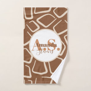 Giraffe Pattern Monogram Pickleball Towel