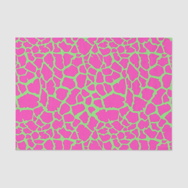 Giraffe Pattern Pink and Green  Tissue Paper (Front)