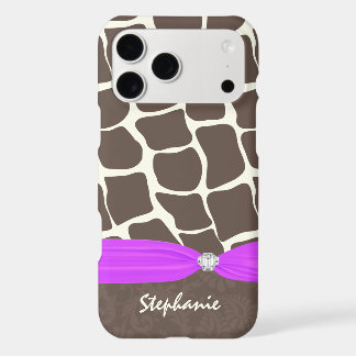 Giraffe Pattern Printed Ribbon and Rhinestone iPhone 17 Pro Max Case