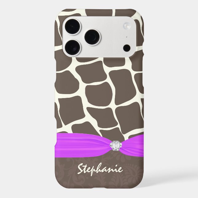 Giraffe Pattern Printed Ribbon and Rhinestone Case-Mate iPhone Case (Back)