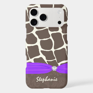 Giraffe Pattern Printed Ribbon and Rhinestone iPhone 17 Pro Max Case