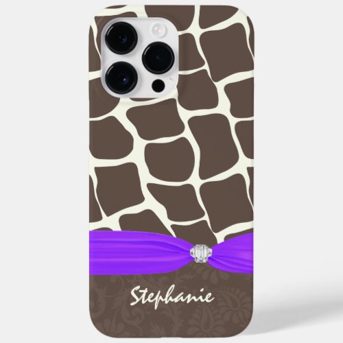 Giraffe Pattern Printed Ribbon and Rhinestone Case_Mate iPhone 14 Pro Max Case