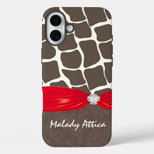 Giraffe Pattern Printed Ribbon Faux Crystal Case-Mate iPhone Case (Back)