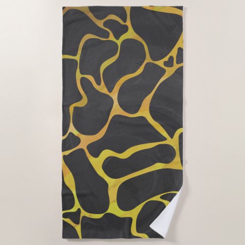 Giraffe pattern with black and yellow beach towel