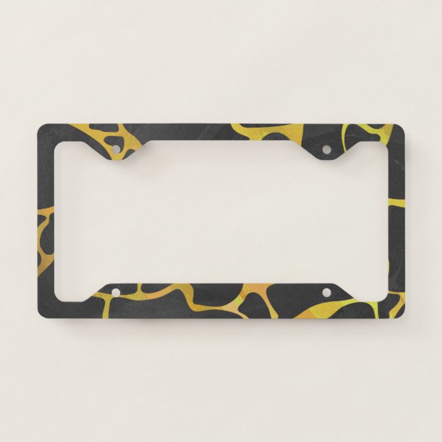 Giraffe pattern with black and yellow license plate frame (Front)