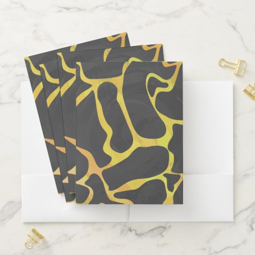 Giraffe pattern with black and yellow pocket folder