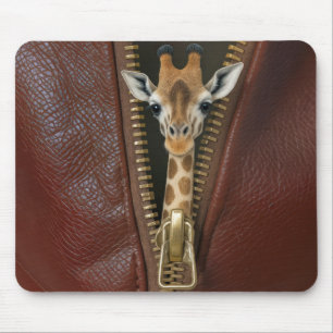 Giraffe Peeking From a Zipper Mouse Pad