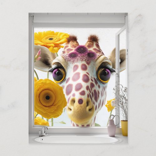 Giraffe Peeks in the Window Postcard