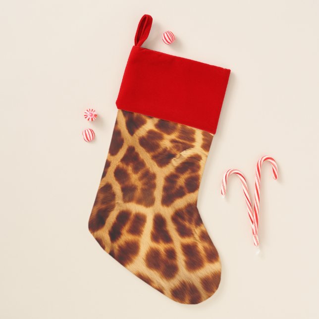 "Giraffe Pelt" Velvet Lined Christmas Stocking (Front)