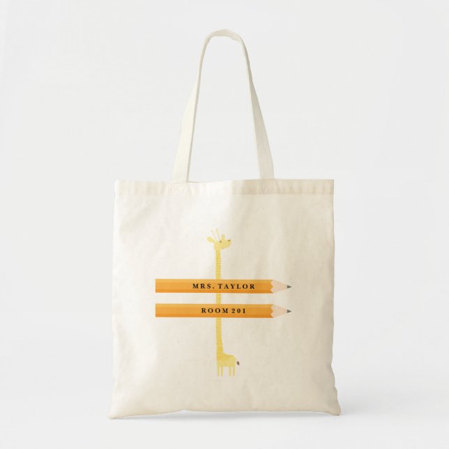 Giraffe & Pencil Teacher Tote (Front)