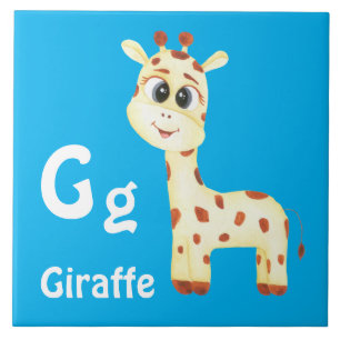 Giraffe personalize ABC: Letter G - Add Your Name Ceramic Tile