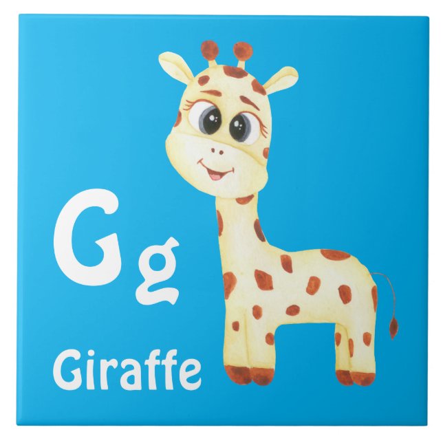 Giraffe personalize ABC: Letter G - Add Your Name Ceramic Tile (Front)