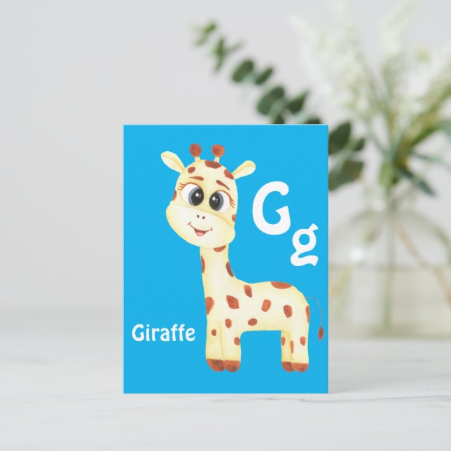 Giraffe personalize ABC: Letter G - Add Your Name Postcard (Standing Front)