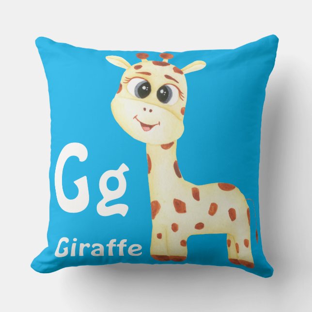 Giraffe personalize ABC: Letter G - Add Your Name Throw Pillow (Front)