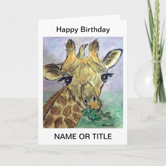 Giraffe personalized art birthday card friend etc. (Front)