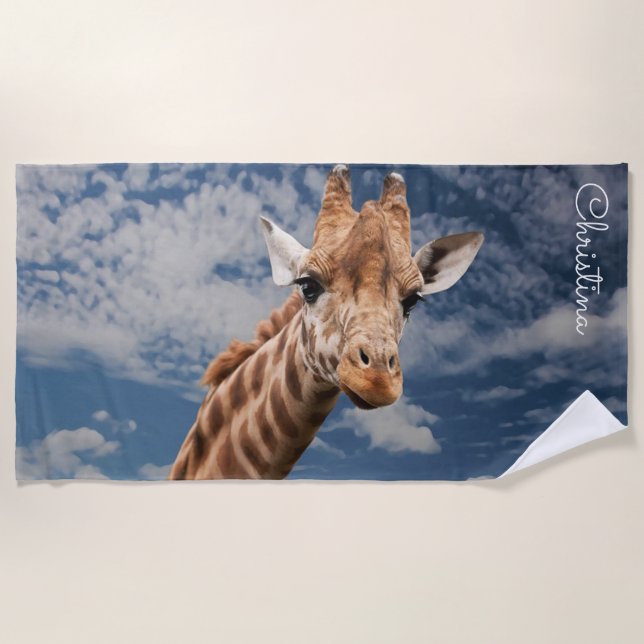 Giraffe Personalized Beach Towel (Front)