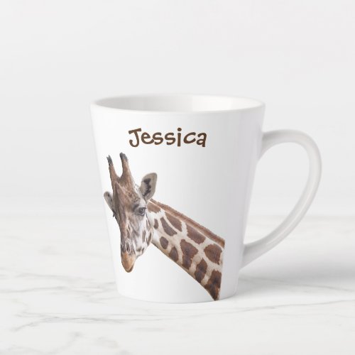 Giraffe Personalized Name Latte Mug