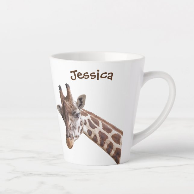 Giraffe Personalized Name Latte Mug (Right)