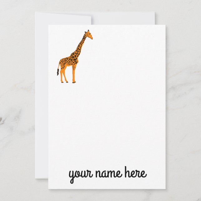 Giraffe Personalized Stationery Notecards (Front)