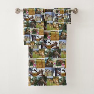 Giraffe Photo Collage, Bath Towel Set