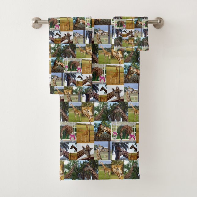 Giraffe Photo Collage, Bath Towel Set (Insitu)