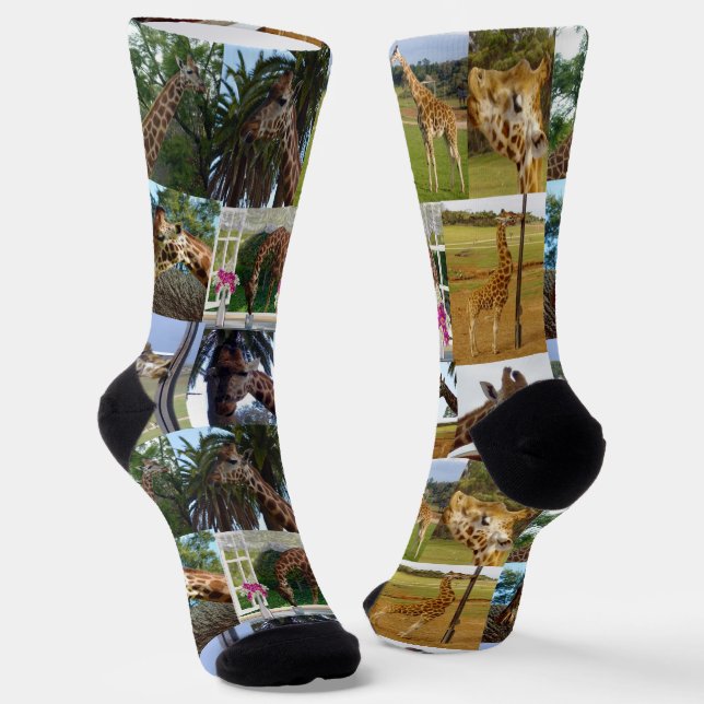 Giraffe Photo Collage, Crew Socks (Angled)