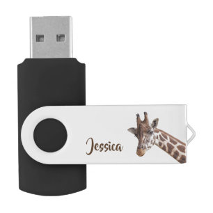 Giraffe Photo Safari Animal Personalized Name Flash Drive