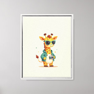 Giraffe Photographer Framed Canvas   Kids Wall Art