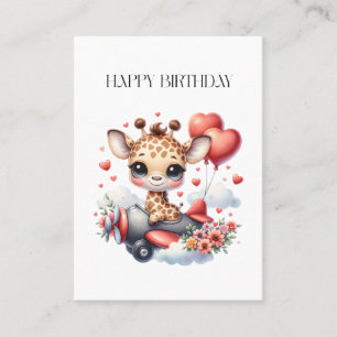 Giraffe Pilot Birthday Business Card