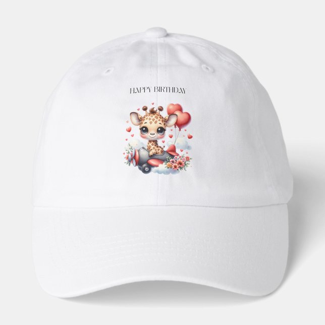 Giraffe Pilot Birthday Hat (Front)