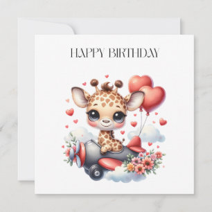 Giraffe Pilot Birthday Invitation
